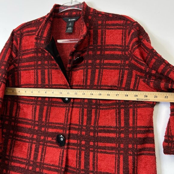 Ali Miles Red Plaid Jacket Women’s Size Large Petite PL Soft Knit - Picture 5 of 8